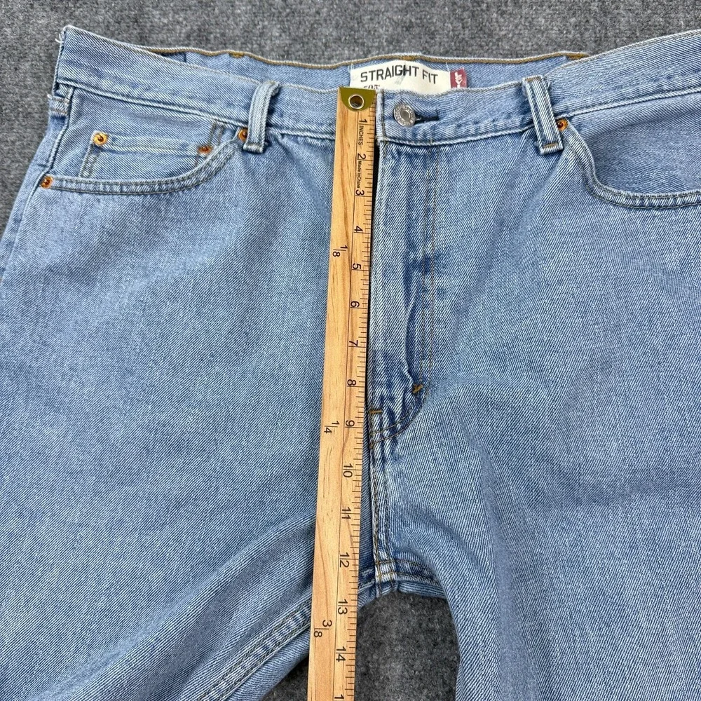 Levis 505 Straight Fit Jeans Mens 40x32 Light Wash Blue Denim Cotton Classic