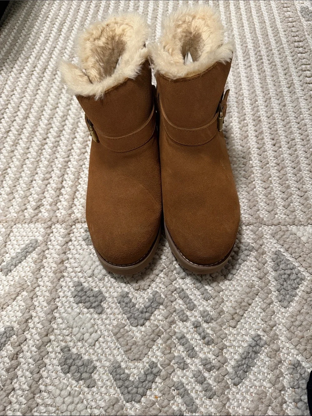 Style & Co. Faux Fur Trim Ankle Boots - Brown