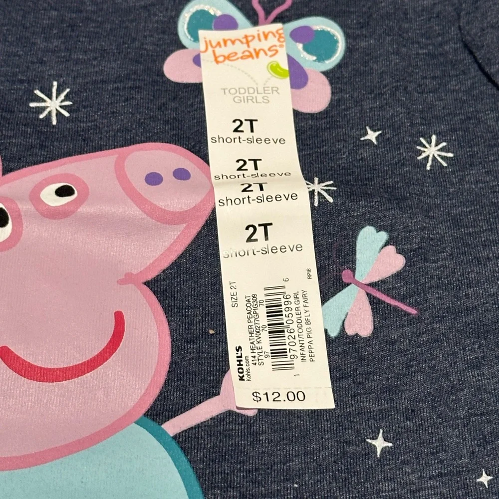 🐷✨ Peppa Pig Fairy Graphic Tee – Jumping Beans Toddler Girls 2T NWT