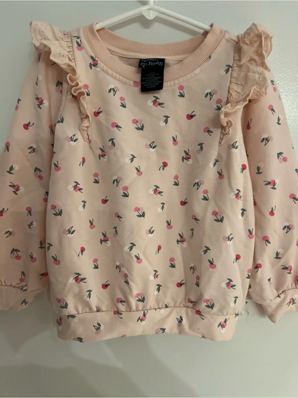 Cynthia Rowley Peach Ruffle Shoulder Floral Sweatshirt