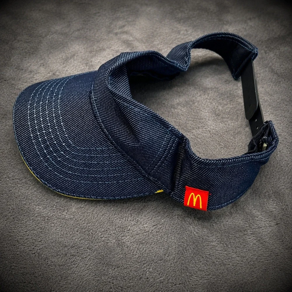 mcdonalds unisex visor hat promotional denim twill navy blue adjustable osfm