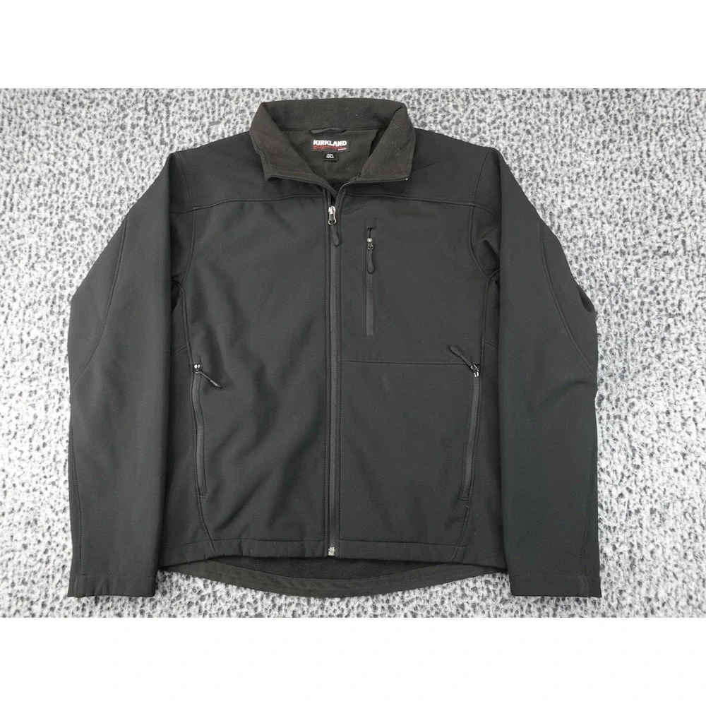 Kirkland Signature Softshell Jacket Mens Medium Black Excellent Fleece Lined Zip