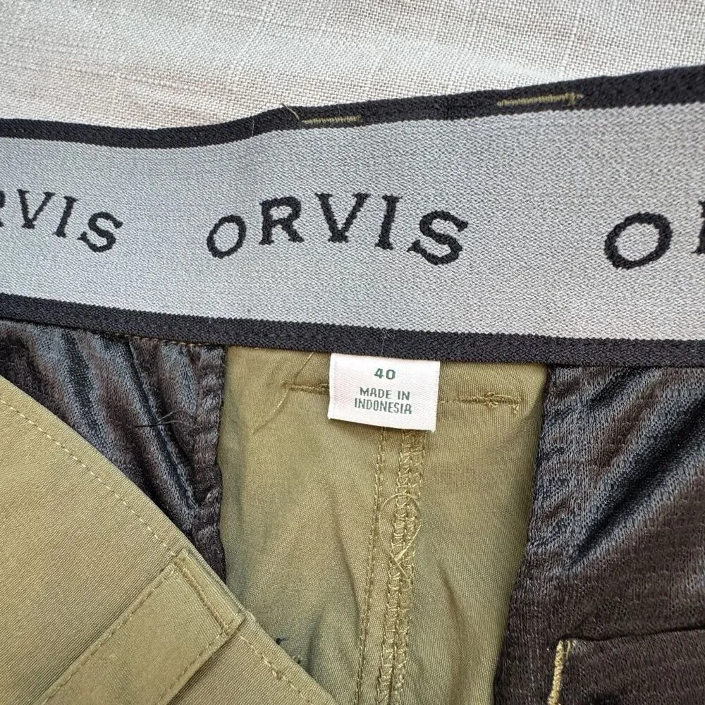 Orvis Shorts Men's 40 Green Khaki Cargo Fishing Outdoor Comfort Waist