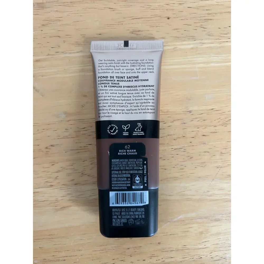 e.l.f. Soft Glam Satin Foundation, Medium Coverage #62, Rich Warm NEW