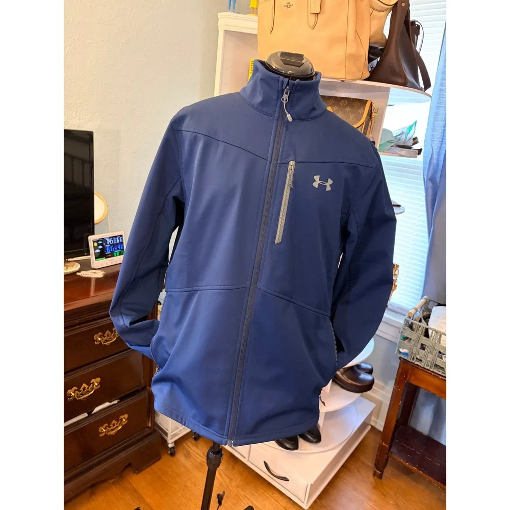 Under Armour Storm ColdGear Infrared Blue Soft Shell Jacket LG Zip Coat Unisex