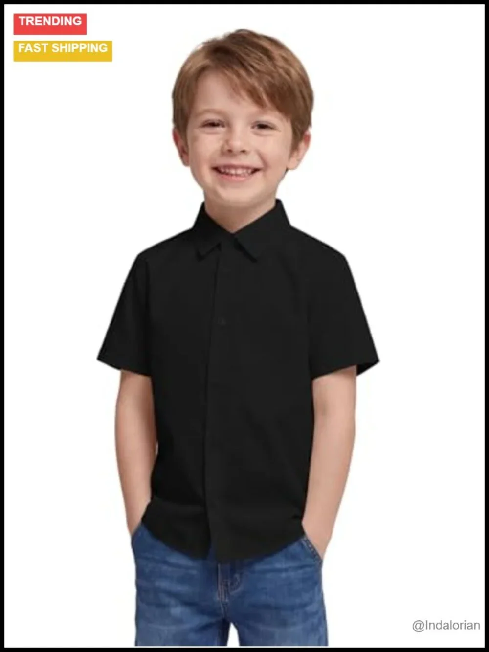 Toddler Boys Short Sleeve Button Down Shirt Cotton School Uniform Top