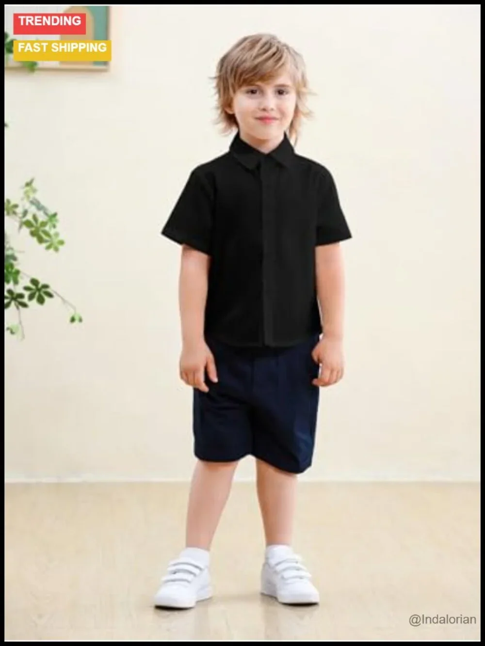 Toddler Boys Short Sleeve Button Down Shirt Cotton School Uniform Top