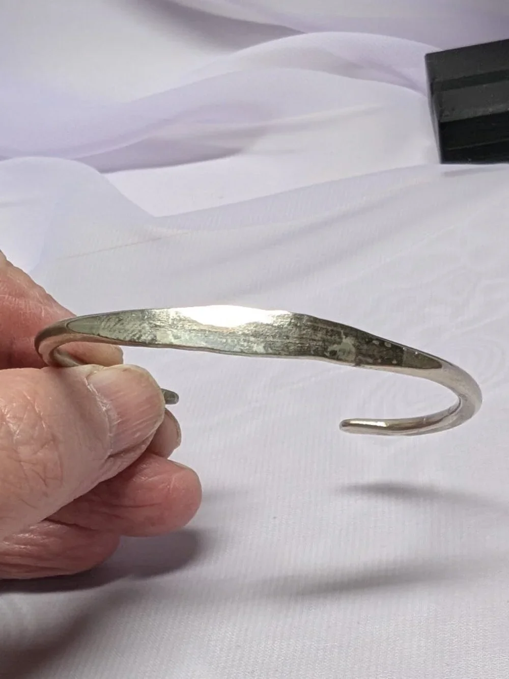 Vintage (80’s) Handmade Hammered Sterling Silver Torque Cuff Bangel Bracelet