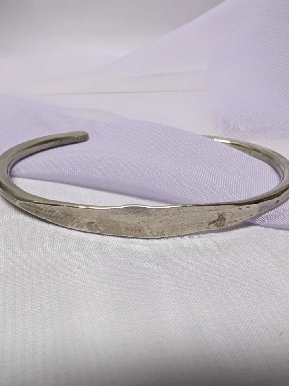 Vintage (80’s) Handmade Hammered Sterling Silver Torque Cuff Bangel Bracelet