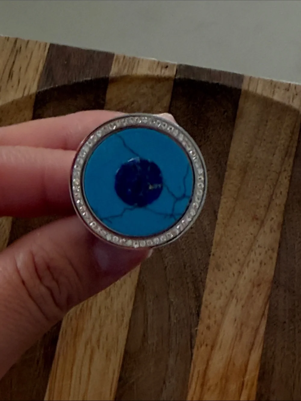 Neiman Marcus Turquoise Blue Round Halo Ring