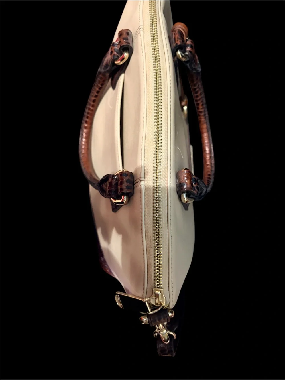 Brahmin cream leather