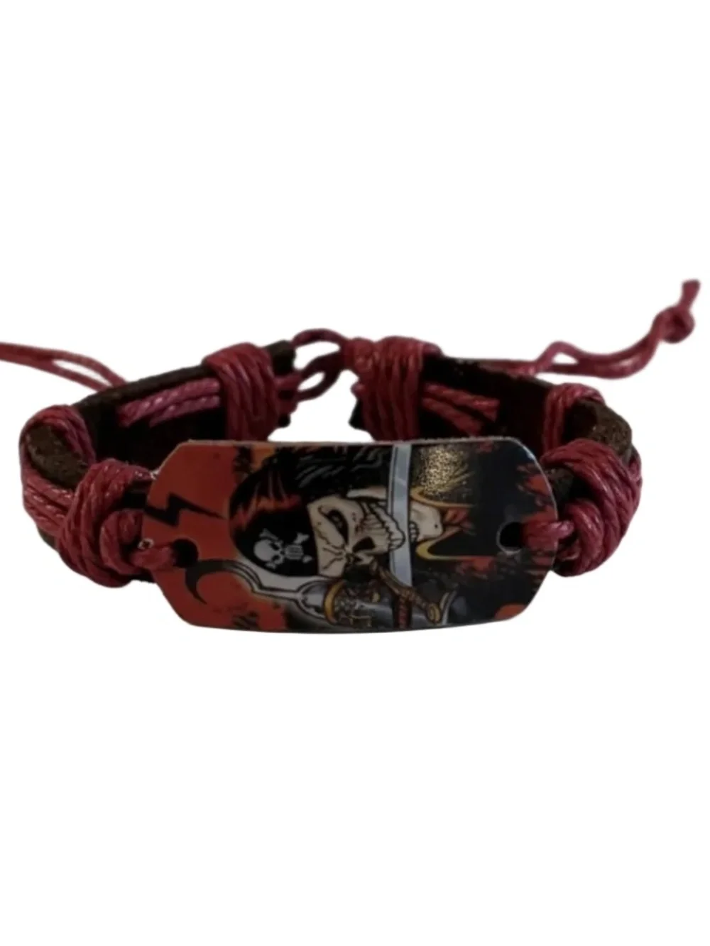 Mens Red Cord Leather Bracelet