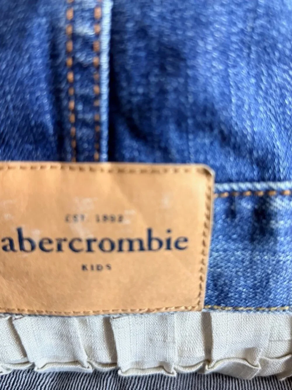 Abercrombie Kids Distressed Blue Denim Trucker Jacket - Size XL