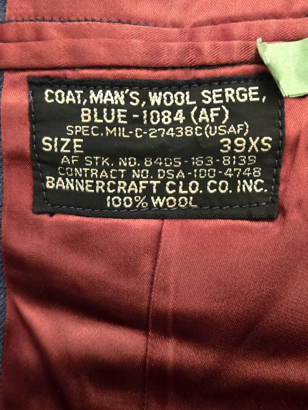 Vintage USAF Air Force Dress Blue Wool Service Coat 39XS Staff Sergeant Military