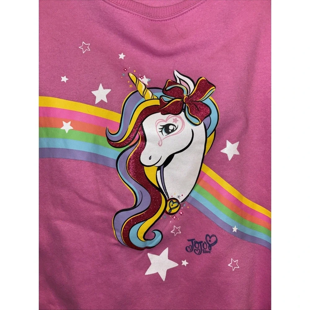 Nickelodeon Girls Jojo Siwa Pink Unicorn Rainbow Sweatshirt Size XL 14-16 NWT