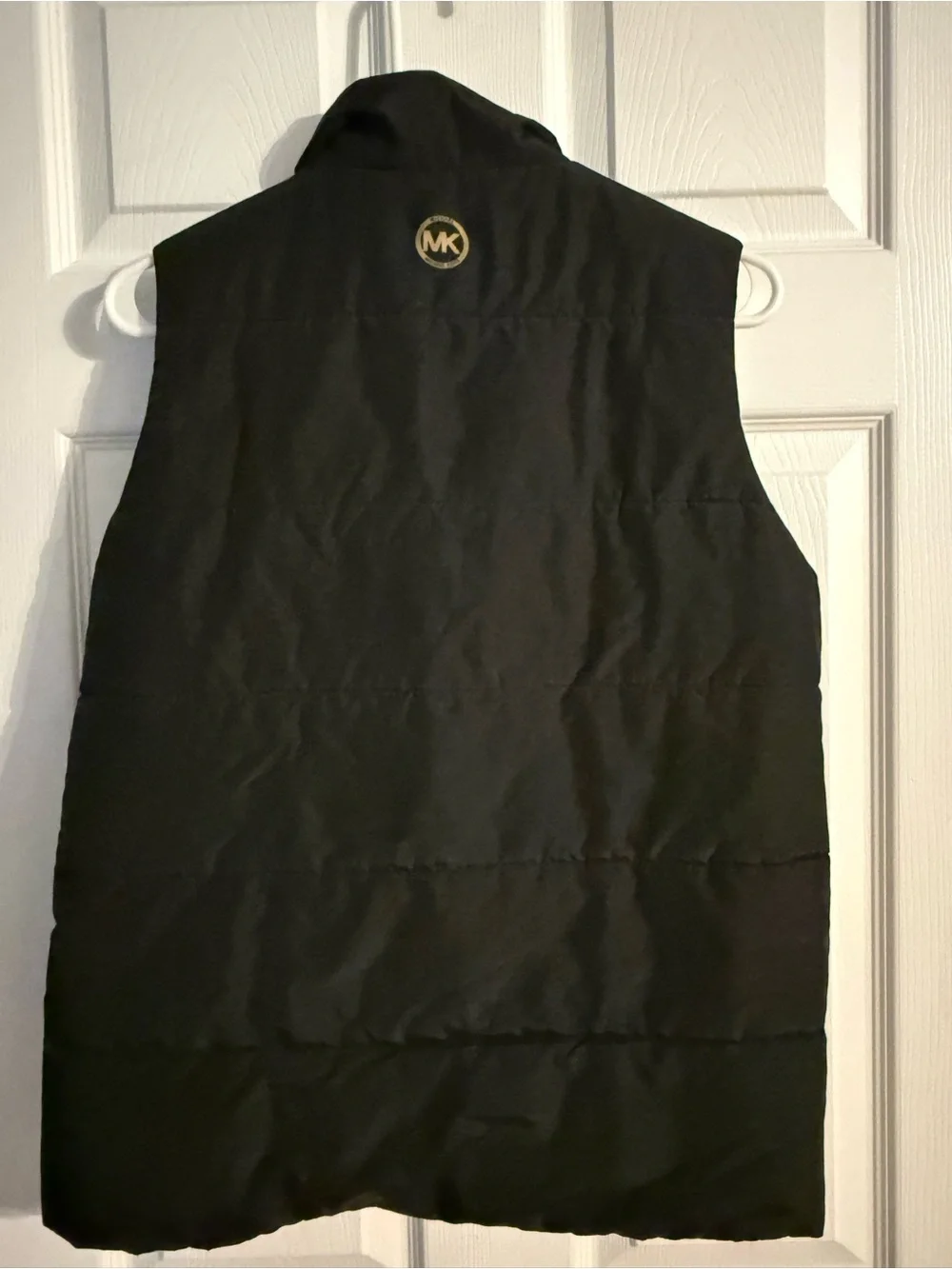 Michael Kors Black Quilted Puffer Vest Gold Zip Women’s Medium
