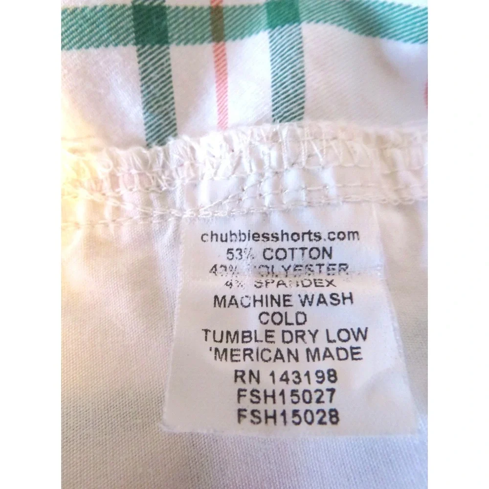 Chubbies USA Golf Shorts Men's Small Plaid Elastic Waist Made in USA 5.5