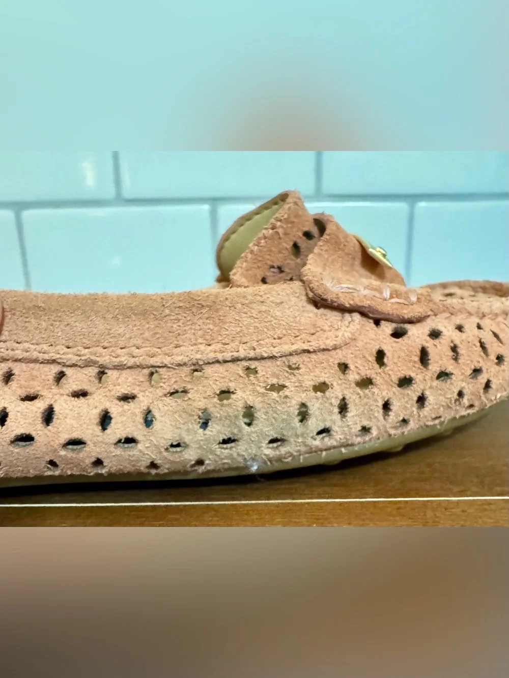 Michael Kors Dusty Rose Suede Perforated Loafers