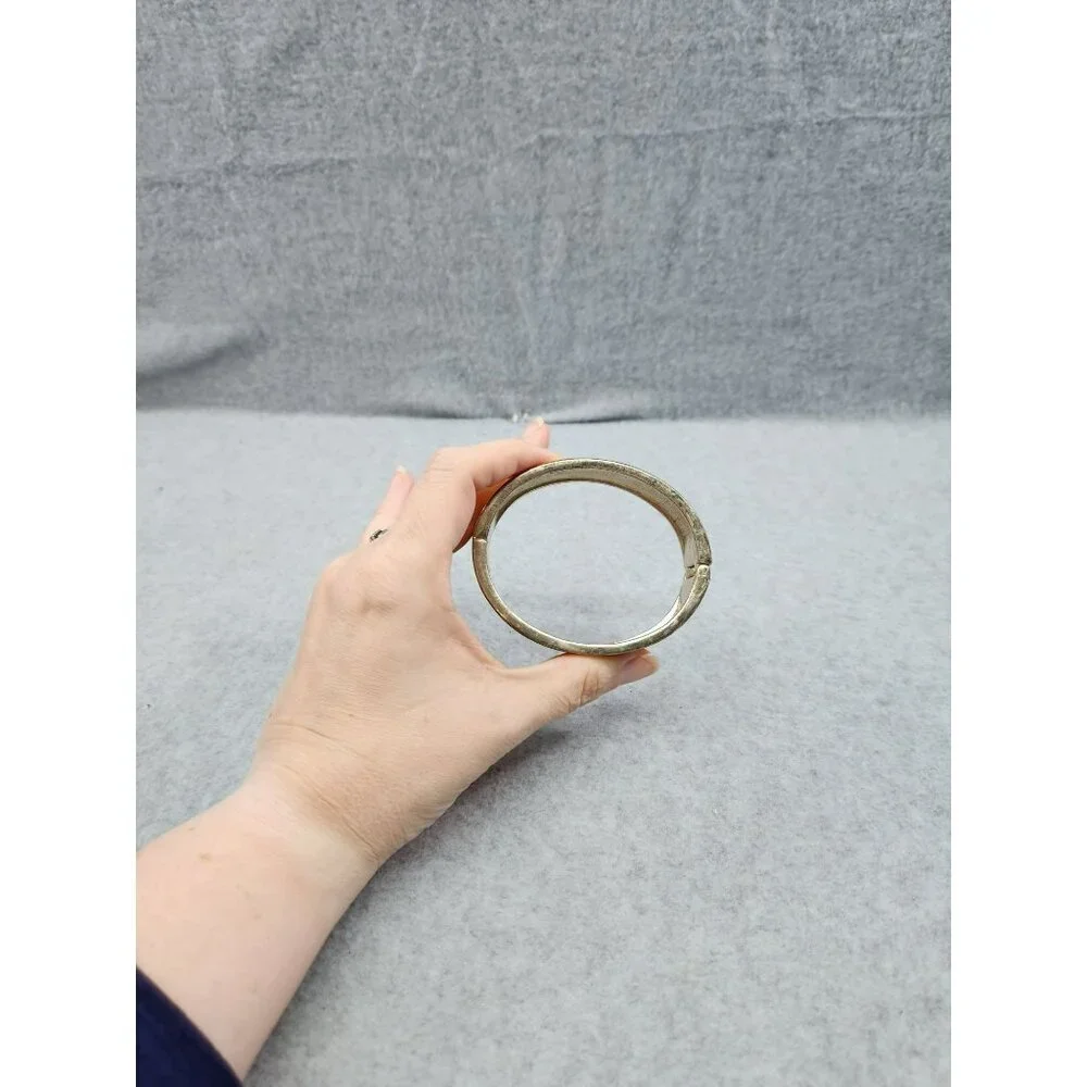 Yellow & Silver plate Hinged‎ Bangle Bracelet