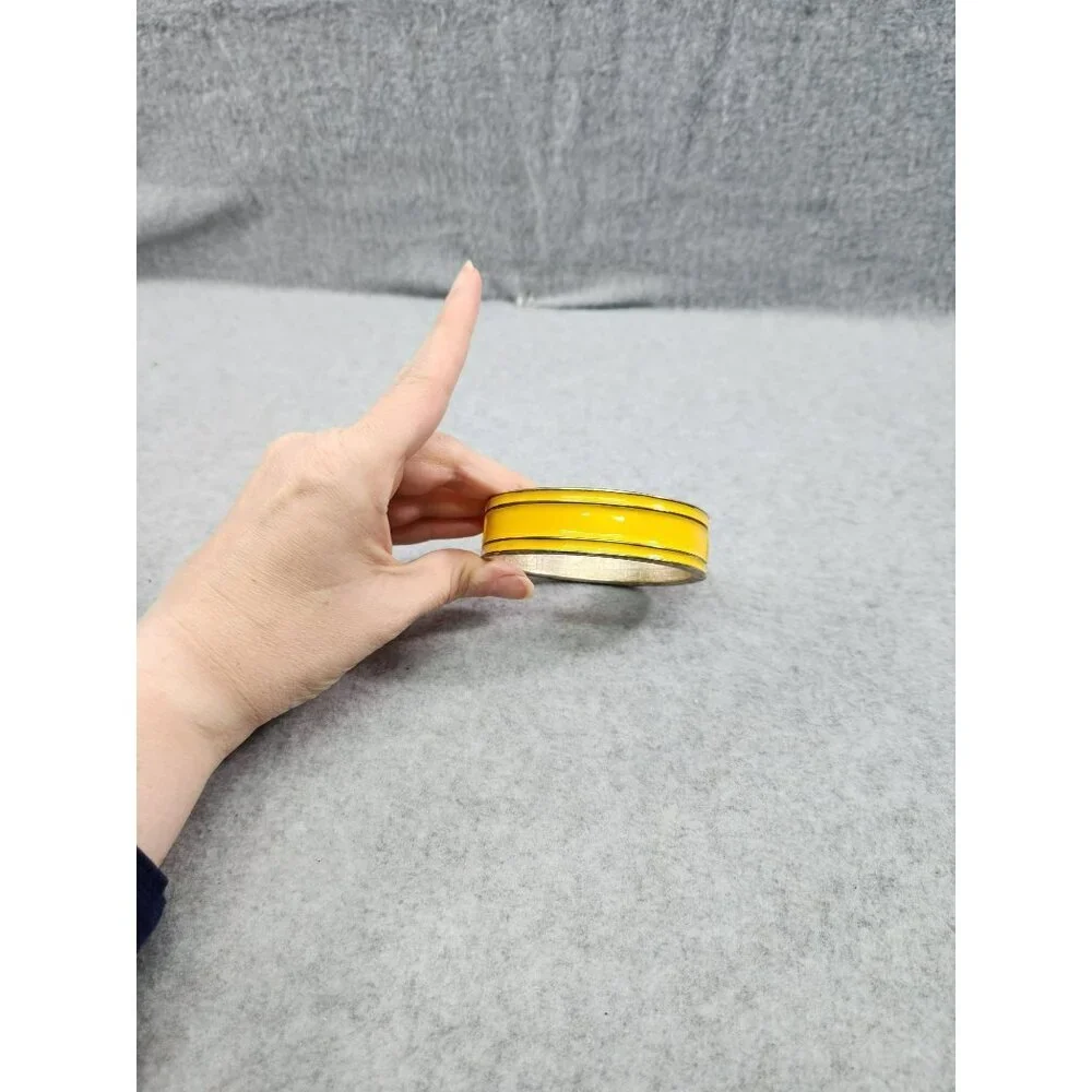 Yellow & Silver plate Hinged‎ Bangle Bracelet