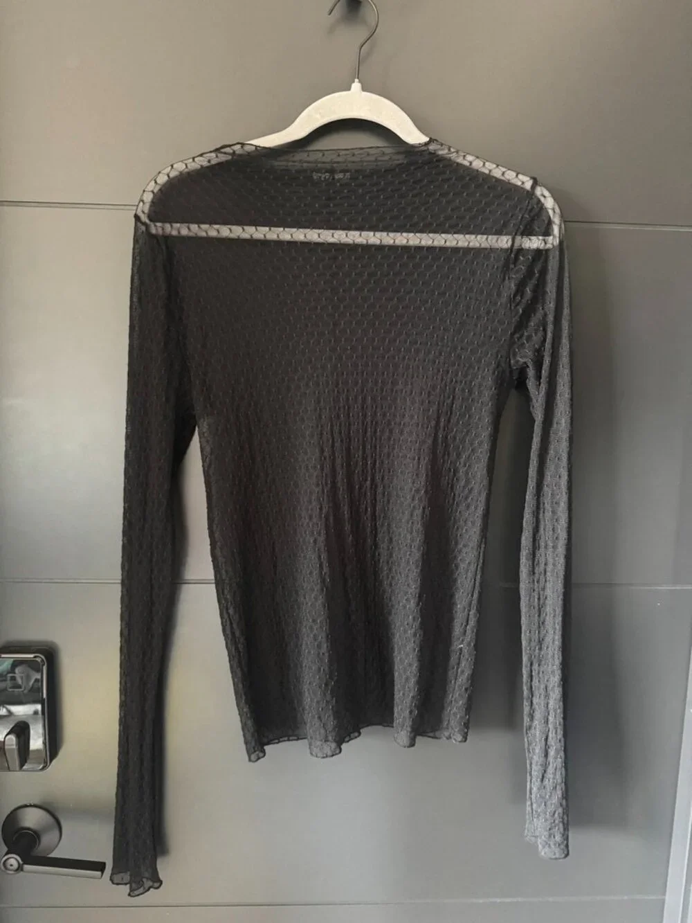 Free People black sheer mesh high-neck long sleeve