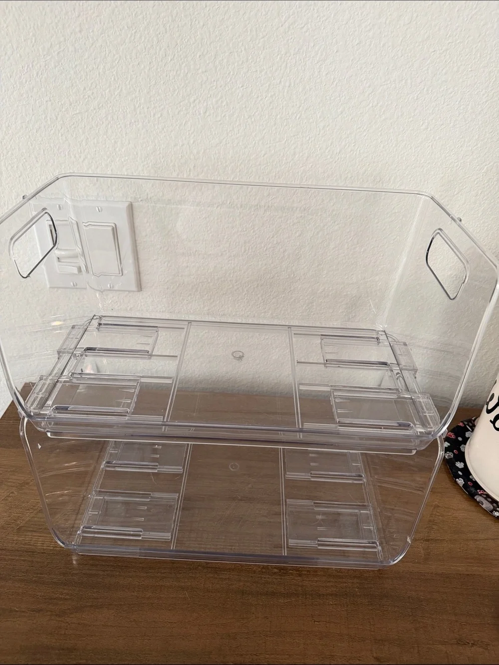 Clear Stackable Home Storage Bin - Transparent Organizer set of 2