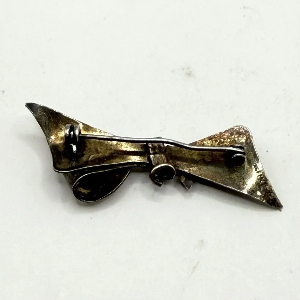 Vintage 1/20 12k GF Gold Filled Sculptural Bow Modernist Retro Ribbon Pin Brooch