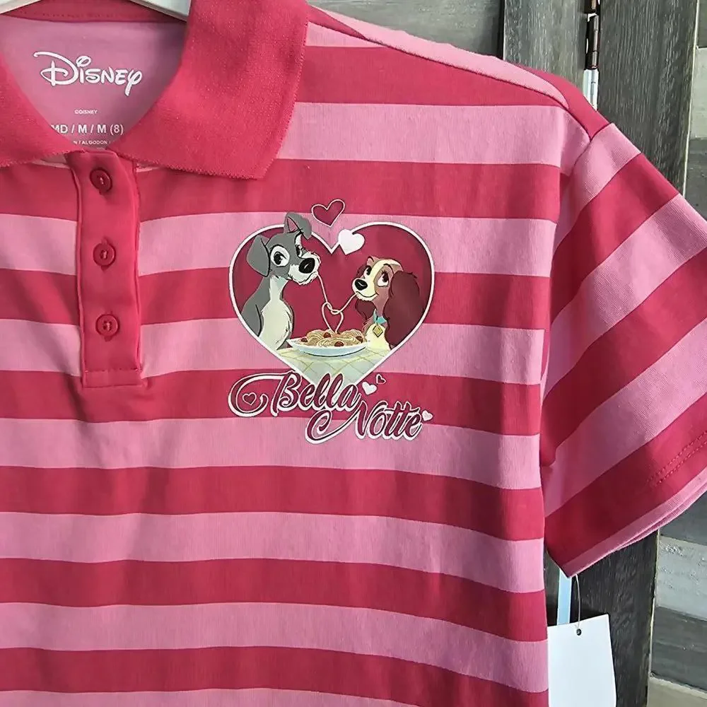 Lady & The Tramp Cropped Printed Polo Top | Disney | Small (6/7)