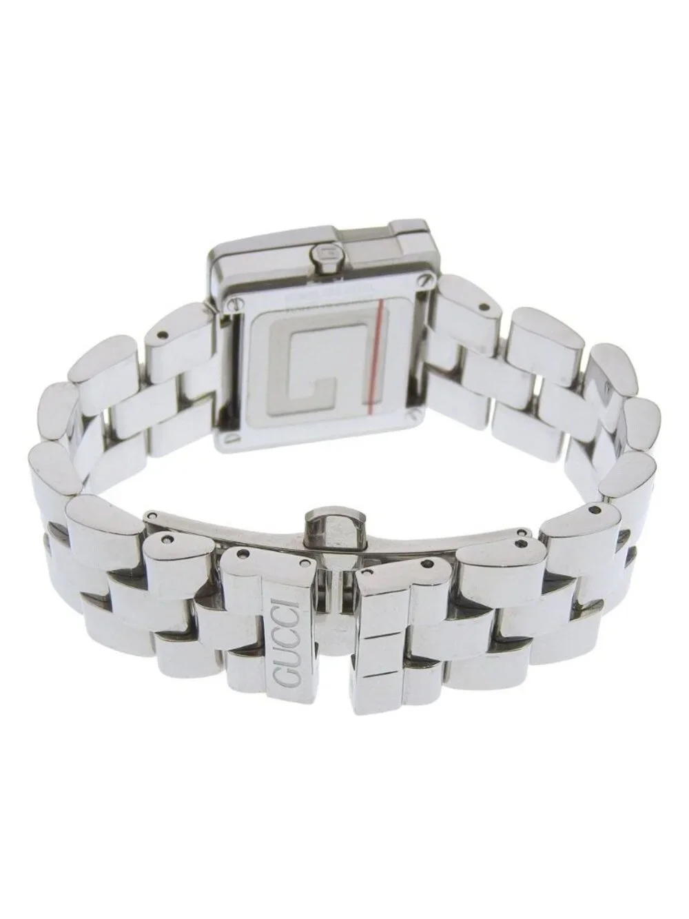 Gucci Square Stainless Steel Quartz Analog Display Black Dial Watch