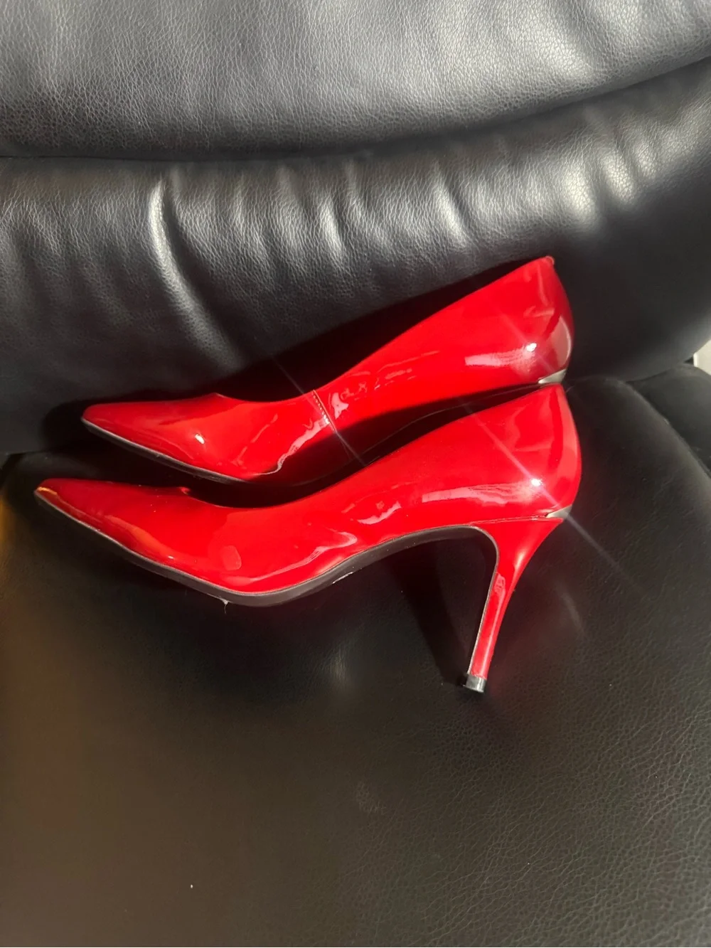 Glossy Red Patent Pointed-Toe High Heels