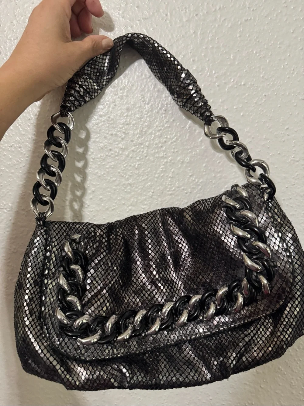 Michael Kors Metallic Black Chain Shoulder Bag