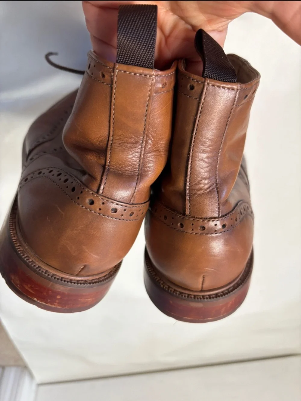 Aston Grey Erane Men's Brown Leather Lace up Brogue Chukka Wingtip Ankle Boots