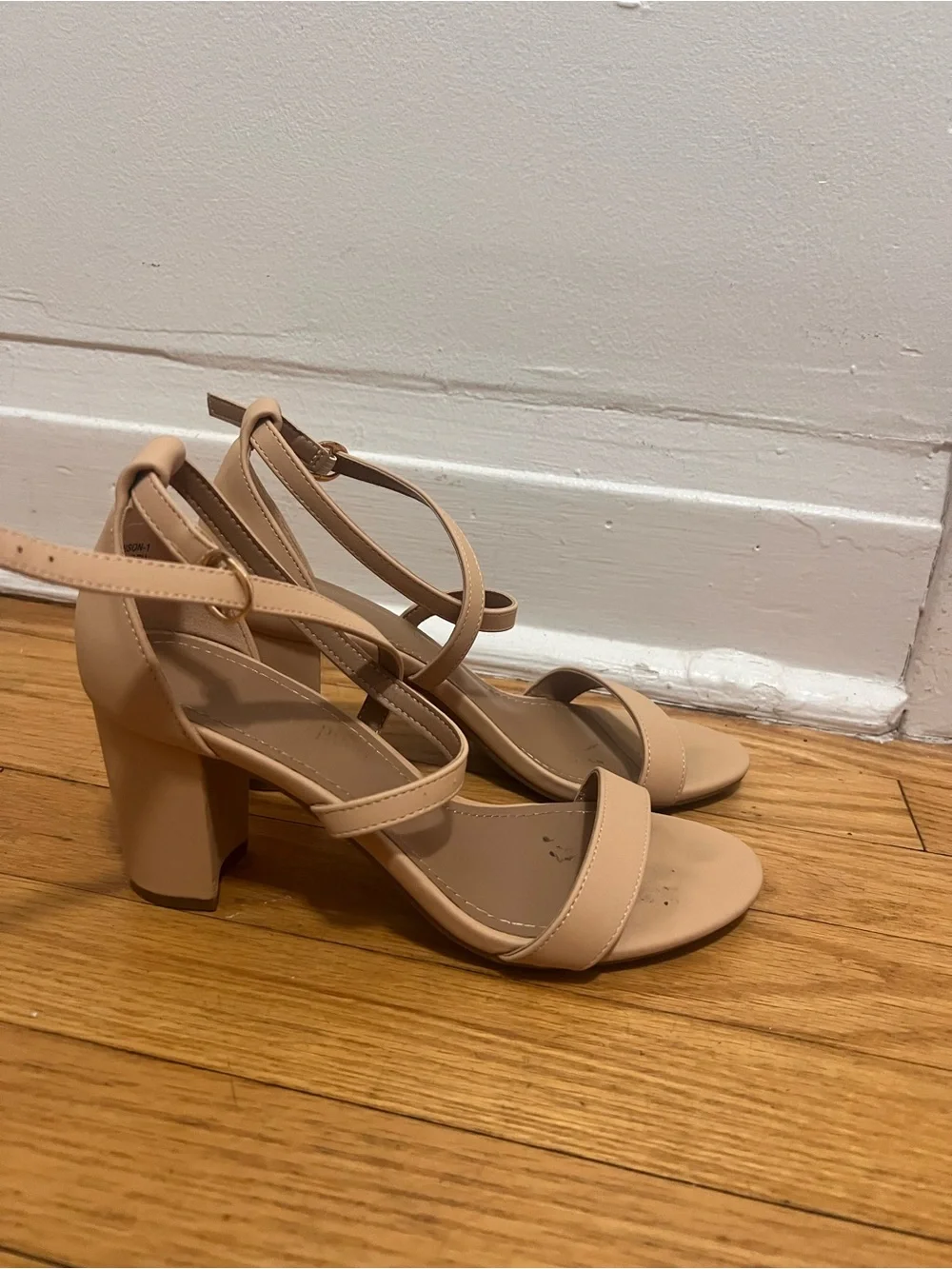 Dream Pairs Nude Cross Strap Block Heels 7