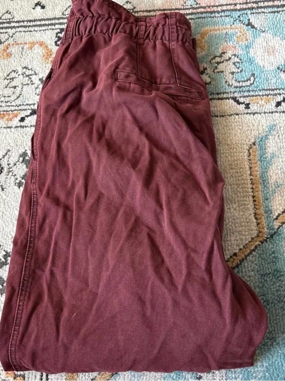 Free People Men's Wine Red Paperbag Waist Chinos