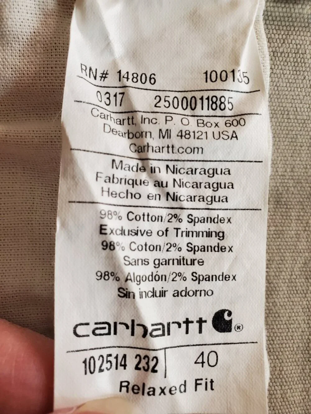 Carhartt sz 40