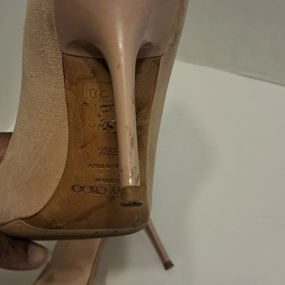 Jimmy Choo Nude Suede Pointed-Toe Pumps