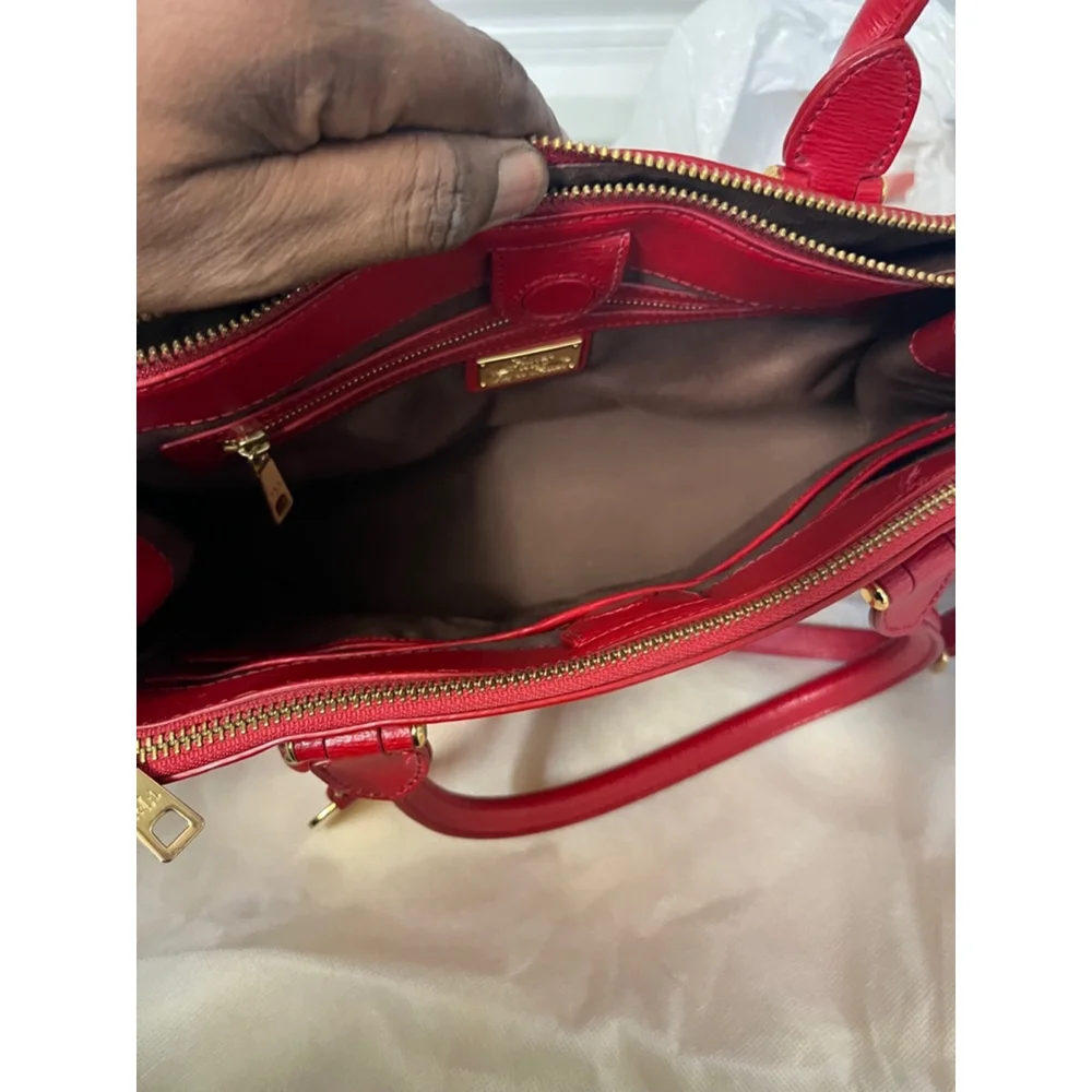 Lauren Ralph Lauren Newbury Red Leather Double Zip Satchel
