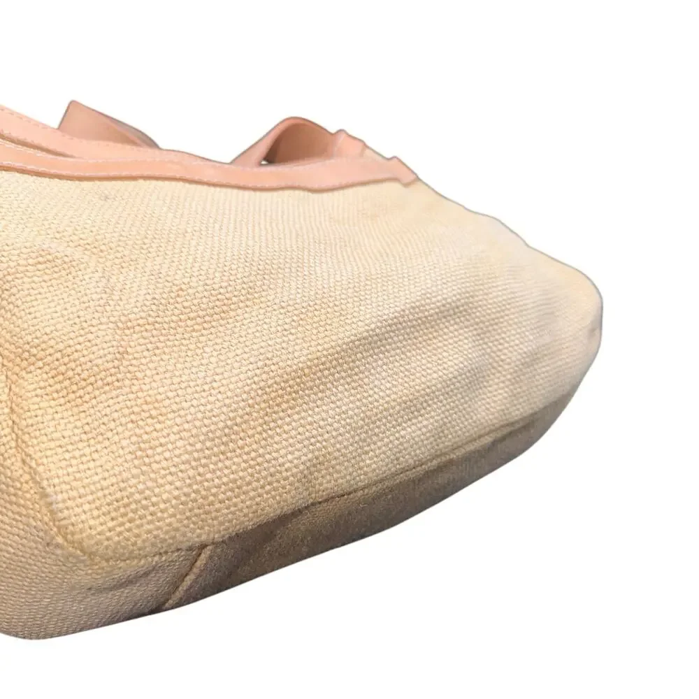 Tommy Bahama Canvas Leather Hobo Shoulder Bag Beige Palm Tree Purse