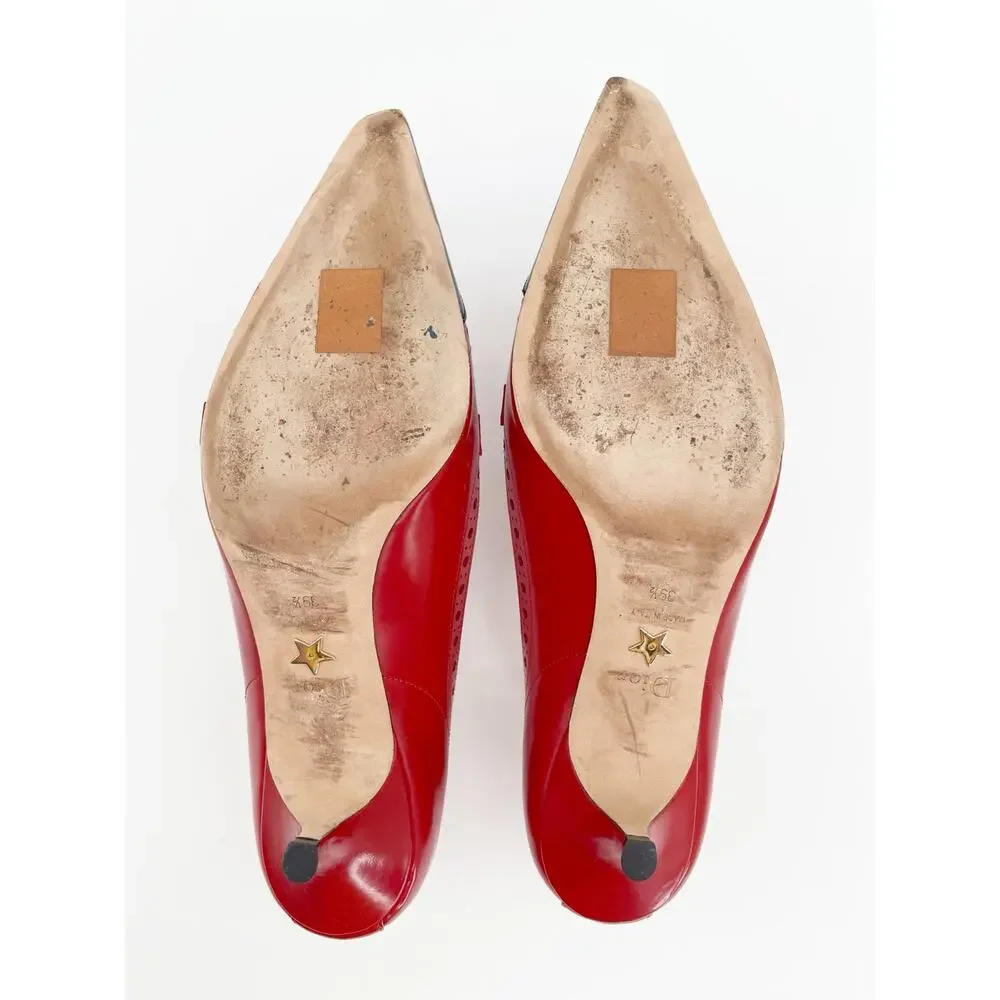 Dior Spectadior Red Black Brushed Calfskin Spectator Kitten Heel Pumps EU 39.5