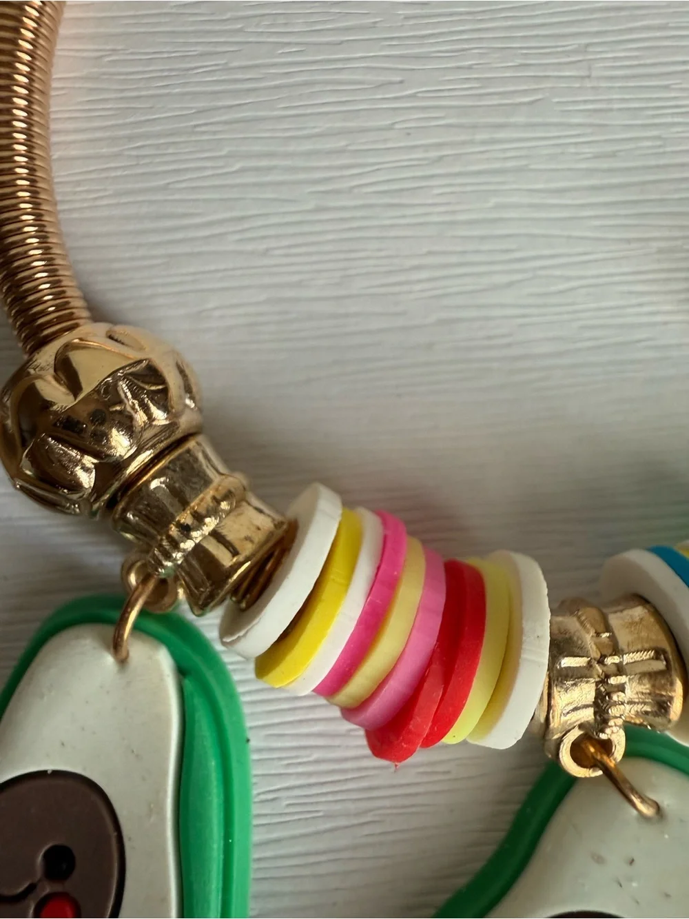 Brand Green Avocado Charm Bracelet with Colorful Disc Accents