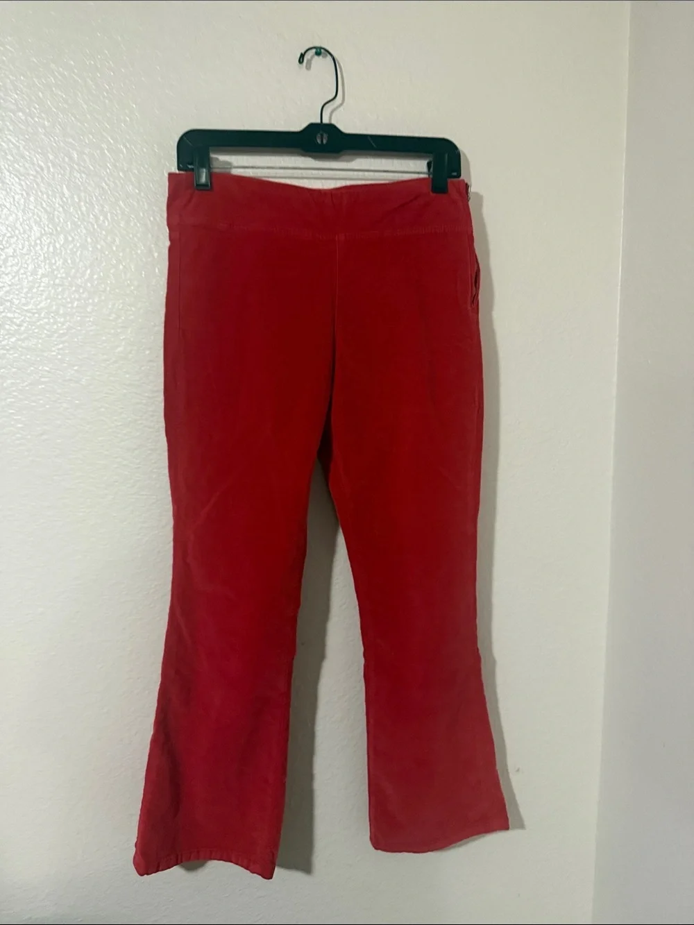 Free People Bright Red Velour Flare Pants