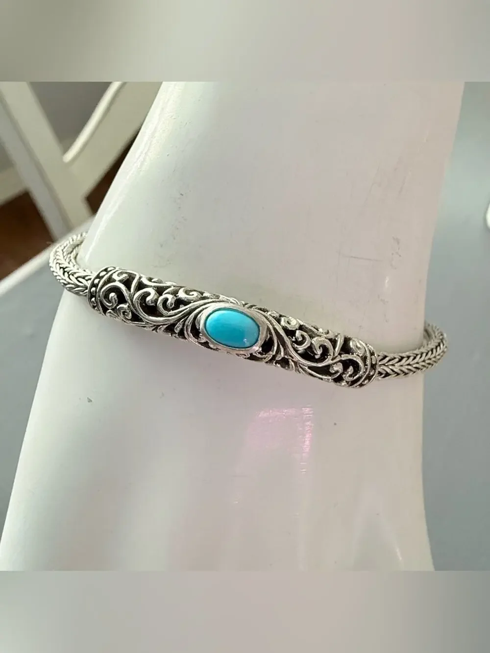 925 sterling silver filigree Turquoise Foxtail Bracelet