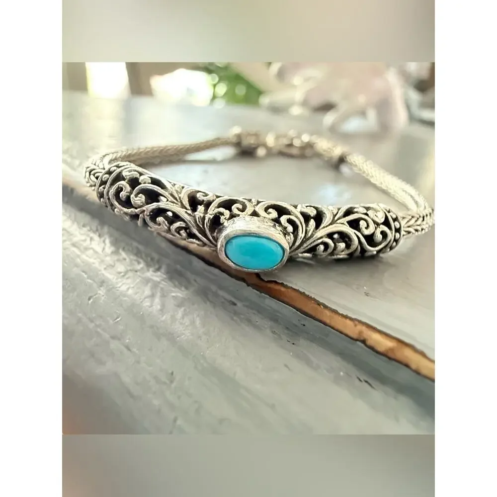 925 sterling silver filigree Turquoise Foxtail Bracelet