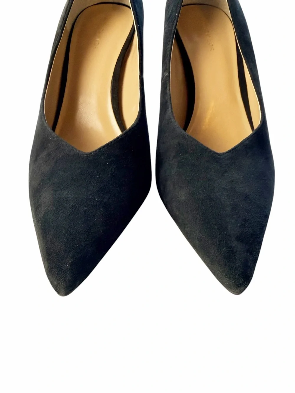 Ann Taylor Classic Black Pointy Toe Leather Suede Pump Heels Size 7