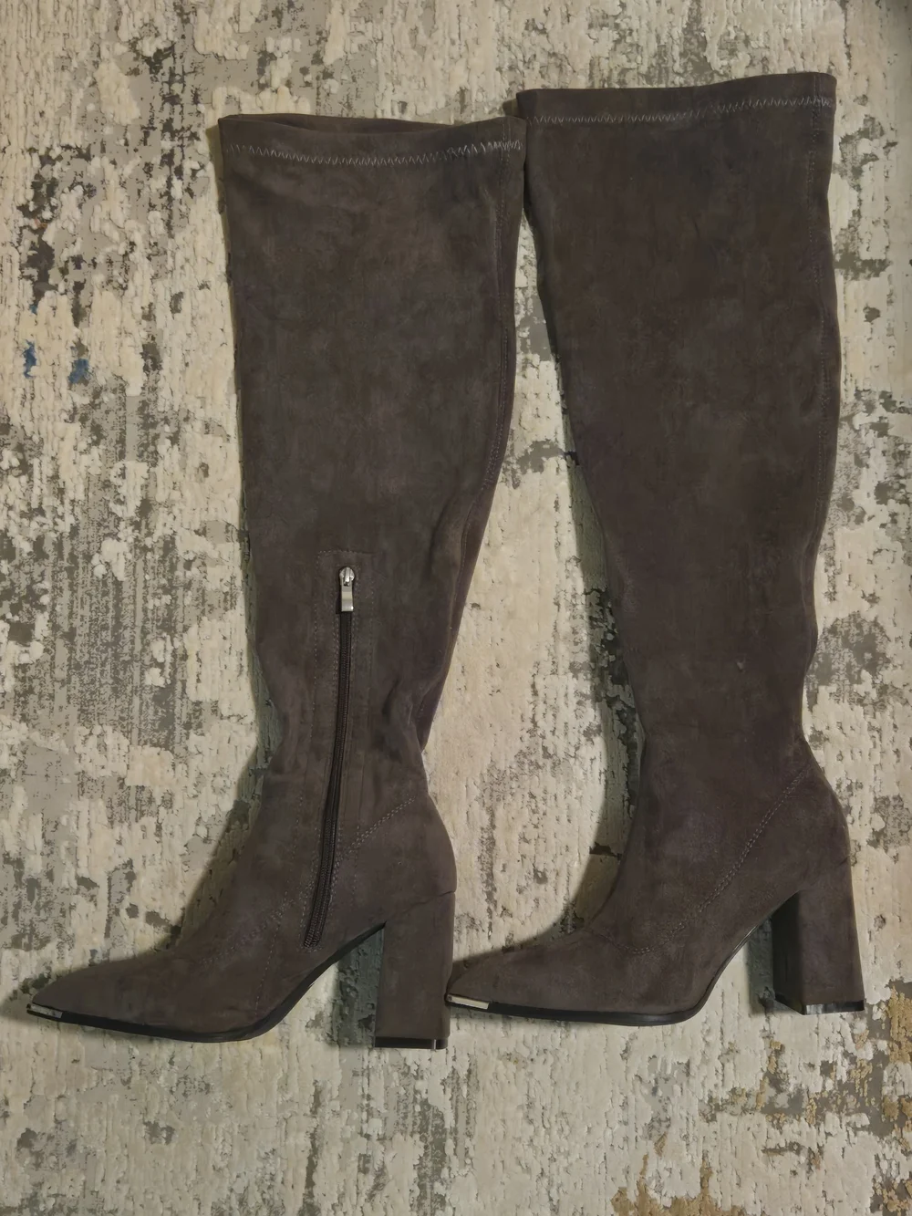 Lulu's Taupe Suede Over-the-Knee Block Heel Boots