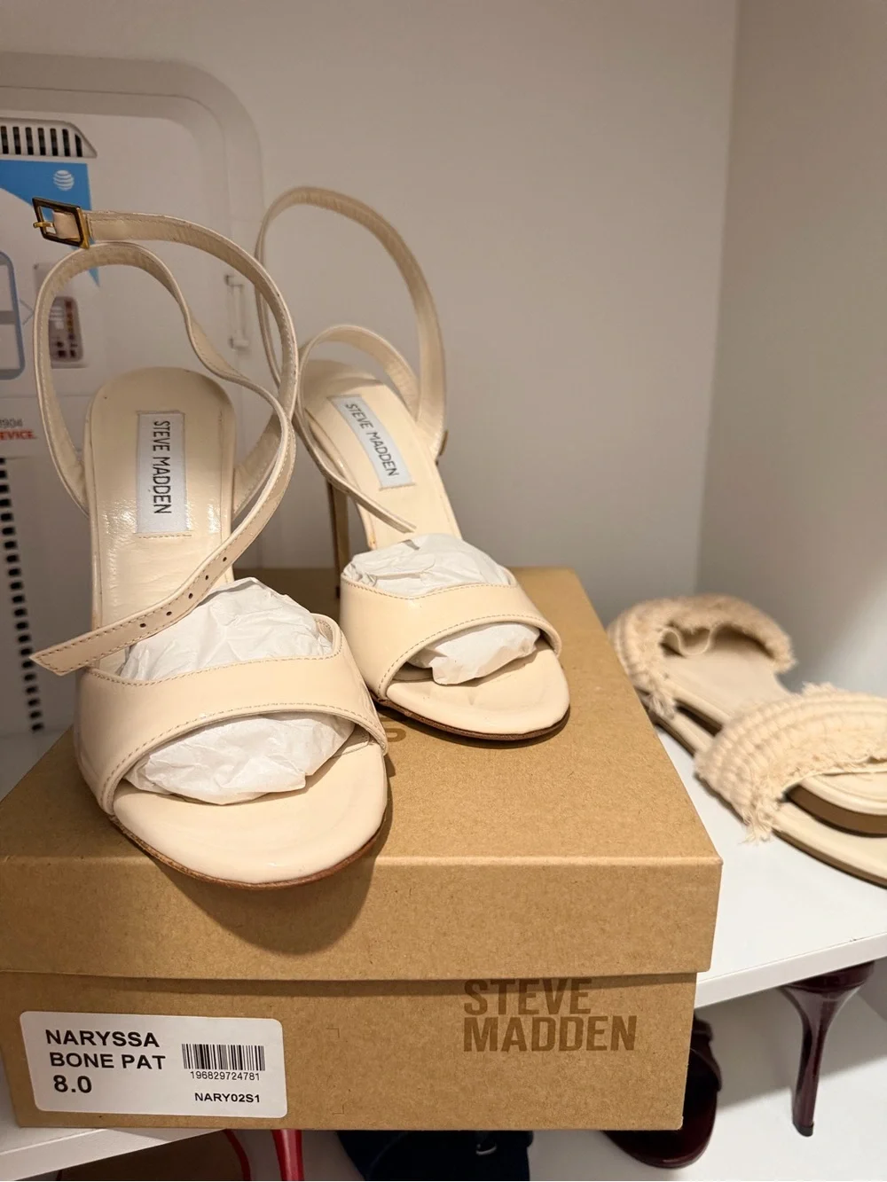 Steve Madden Bone Patent Strappy Slingback Heels
