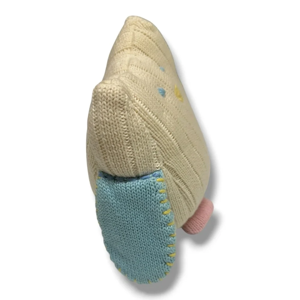Pottery Barn Kids Knit Owl Plush Weighted Stuffed Animal Ivory Blue Pink 2007‎