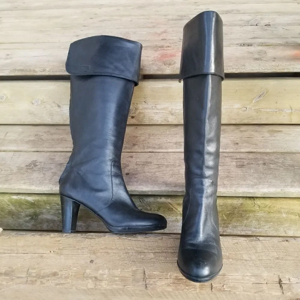 Ralph Lauren Mallarie Knee High OTK Fold Over‎ Equestrian Riding Tall Boots 9.5