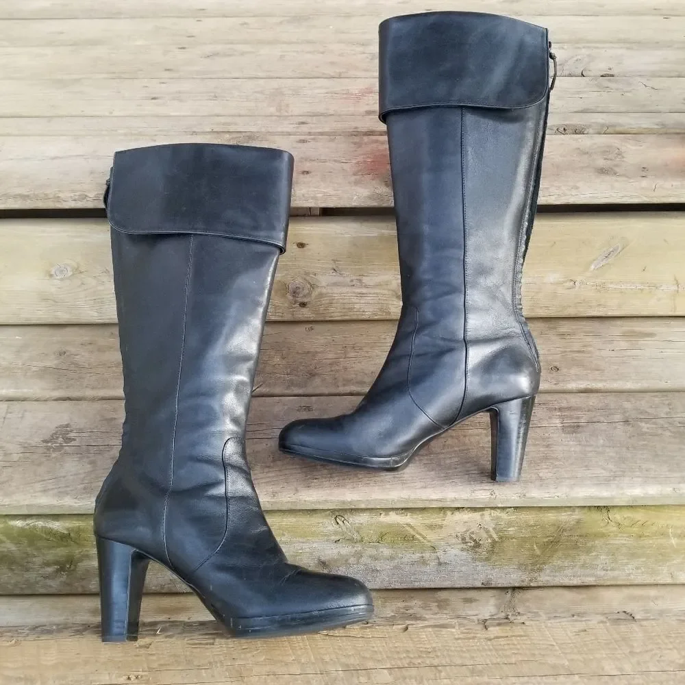 Ralph Lauren Mallarie Knee High OTK Fold Over‎ Equestrian Riding Tall Boots 9.5
