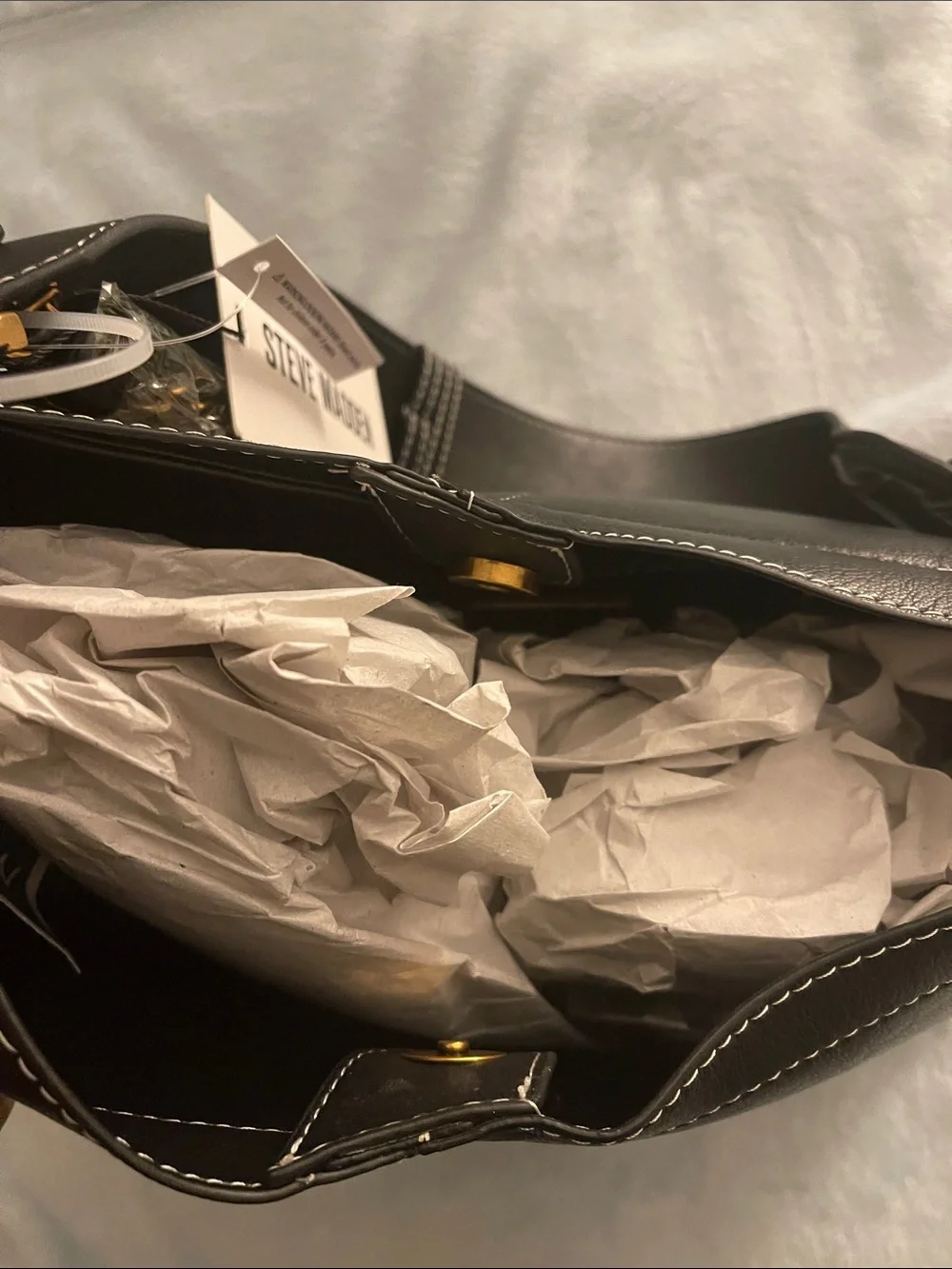 Steve Madden Black Vegan Leather Hobo Bag